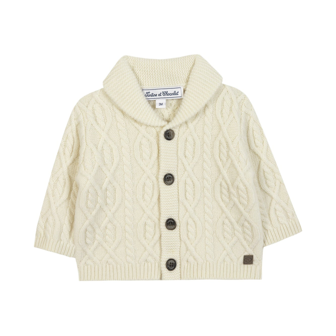 Cardigan Ecru Shawl collar Knitwear Cable
