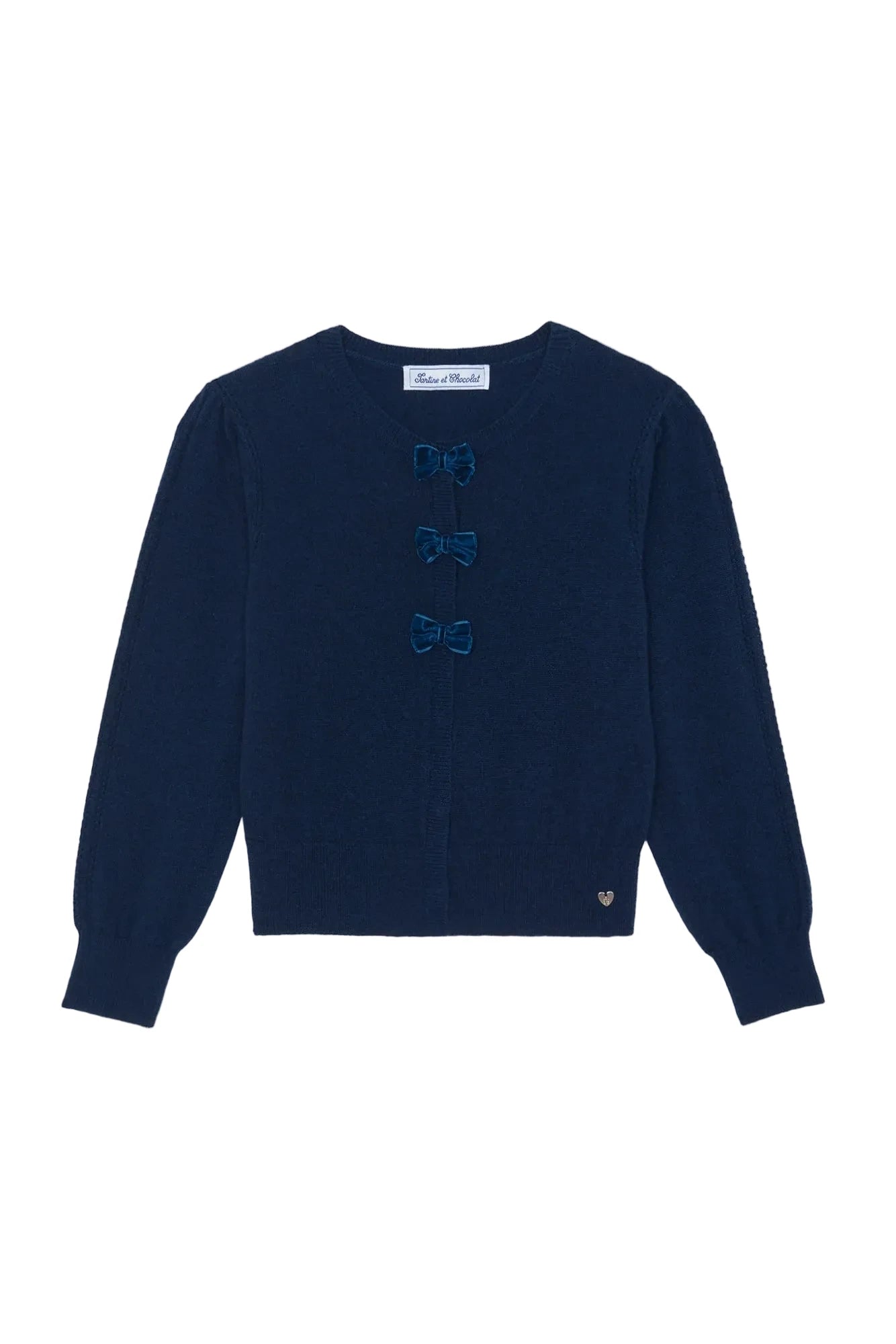 LS Knit Cardigan w/ Ribbon detail Navy F26