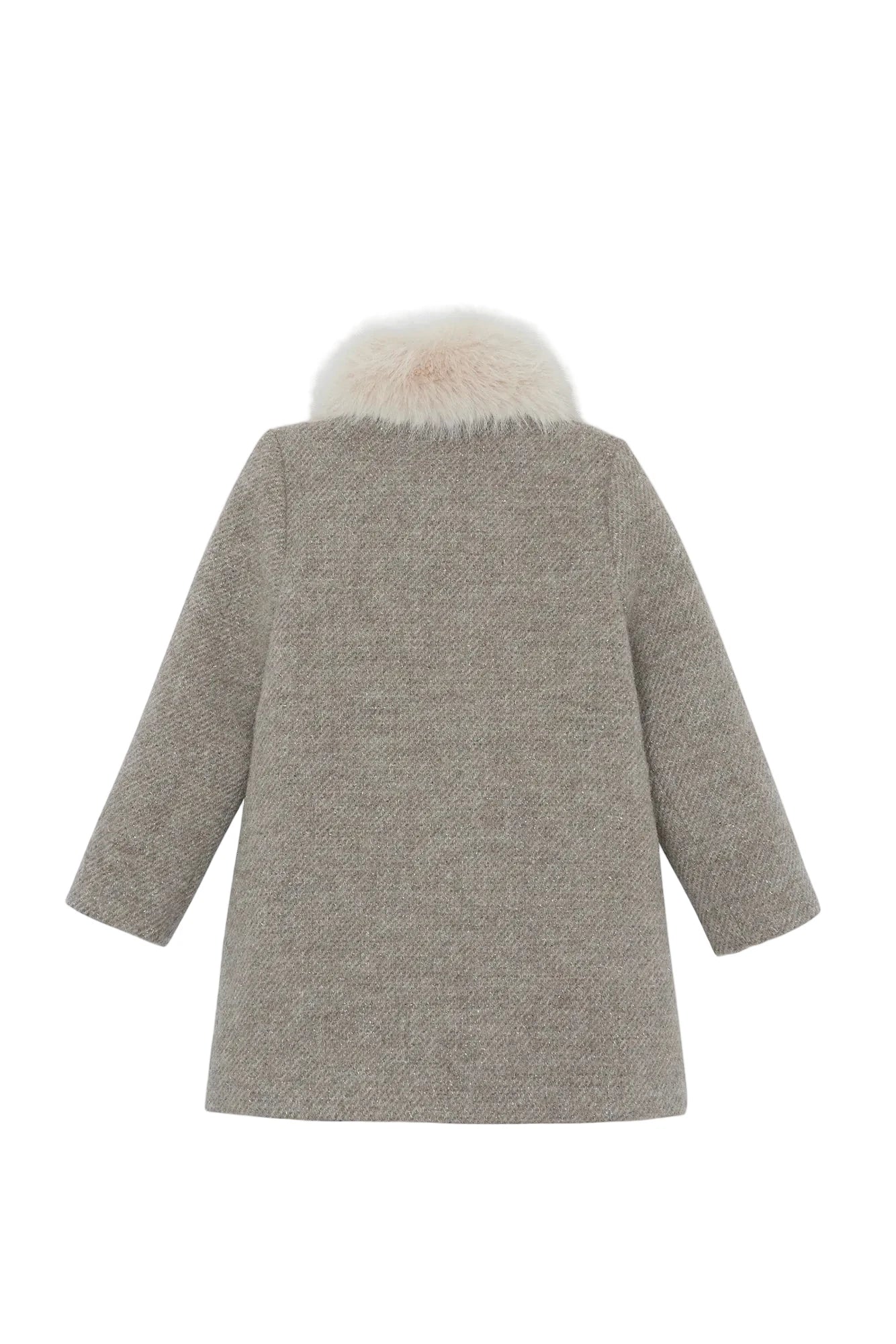 Wool Coat w/ Fur Collar Blush Melange F26