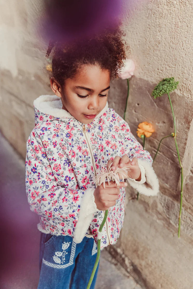 Felvet Reversible Coat in Cream Wild Flowers