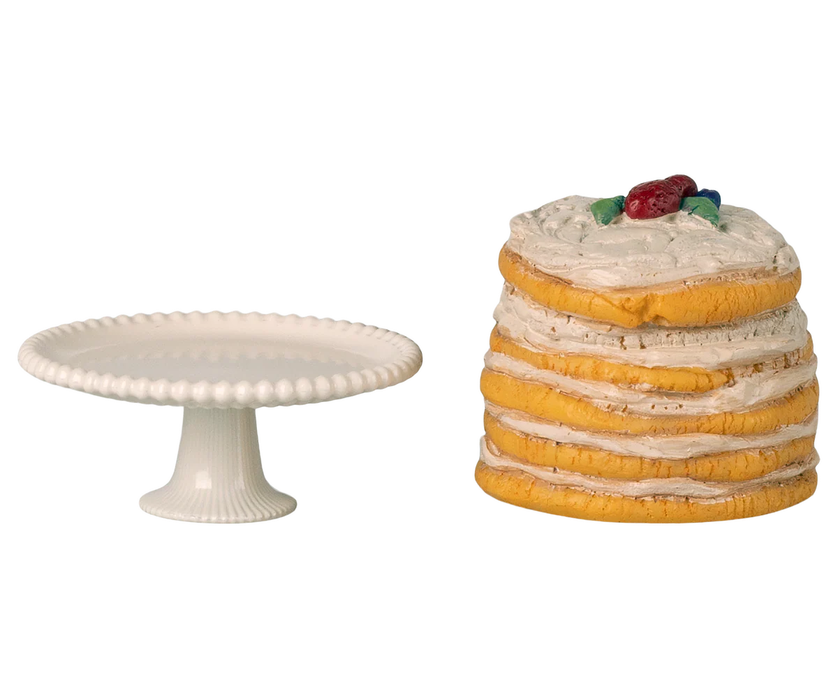 Party Cake and Cake Stand, Mouse-Off white