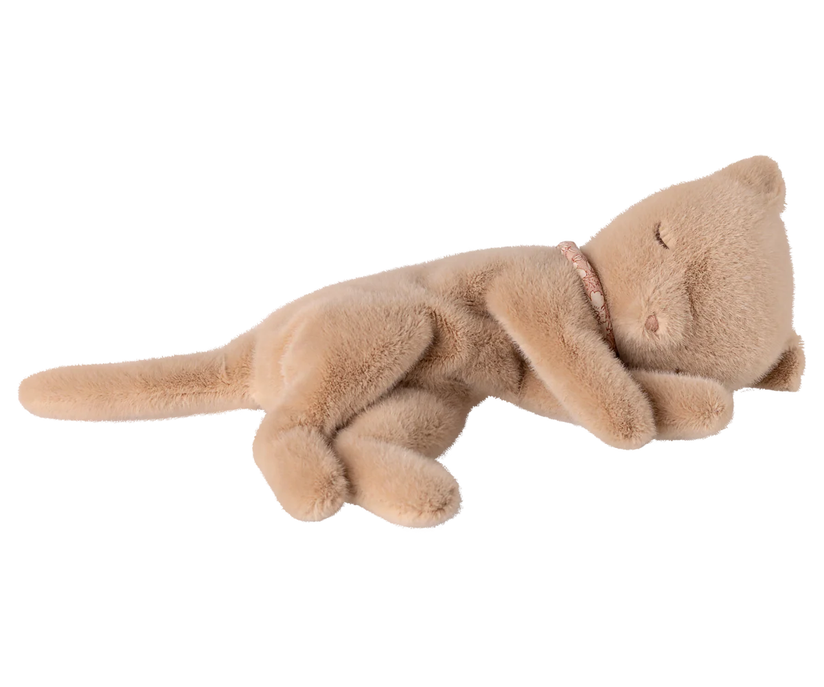 Sleeping Kitten Plush, Small- Cream Peach