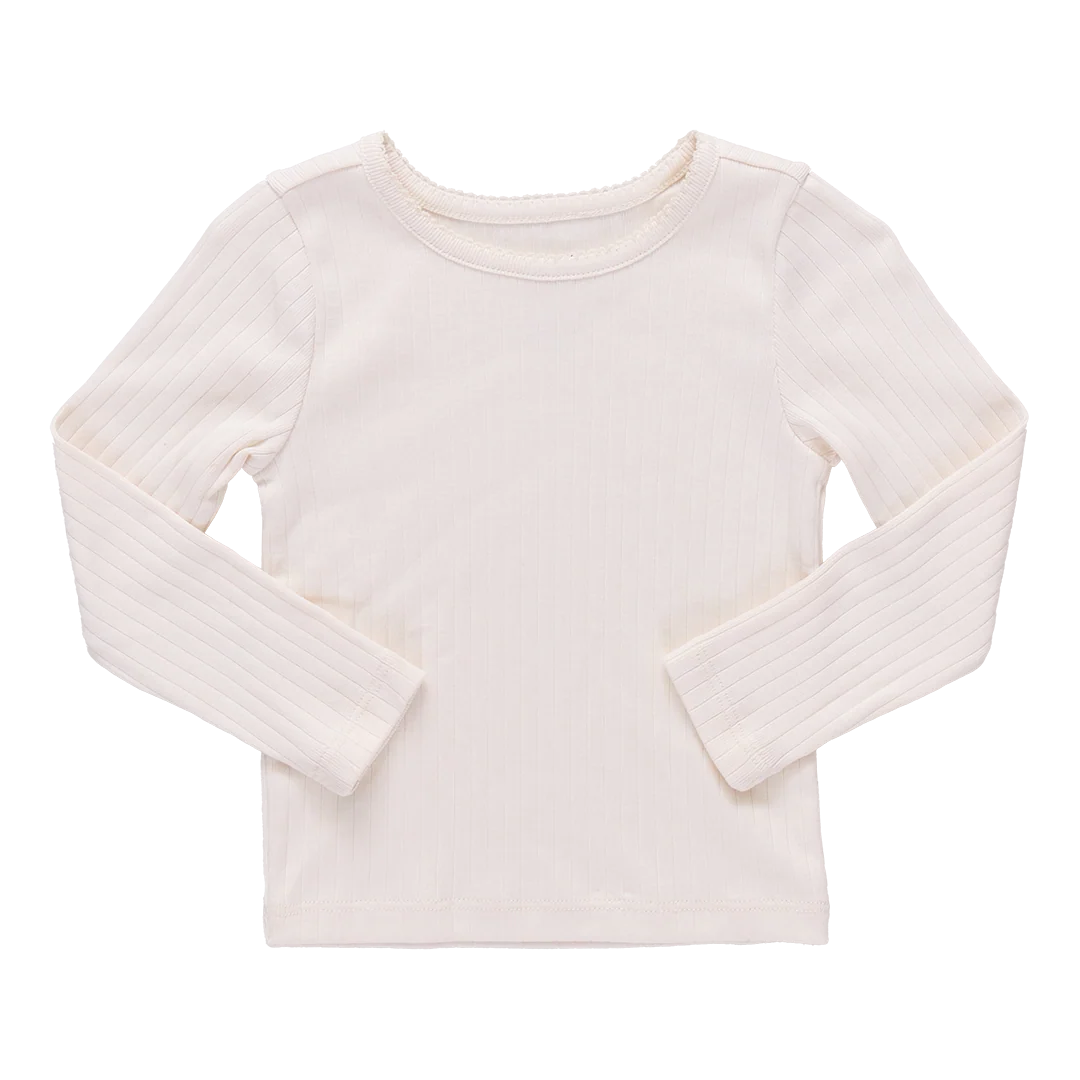 Seesaw Long Sleeve Rib T-shirt-Cream