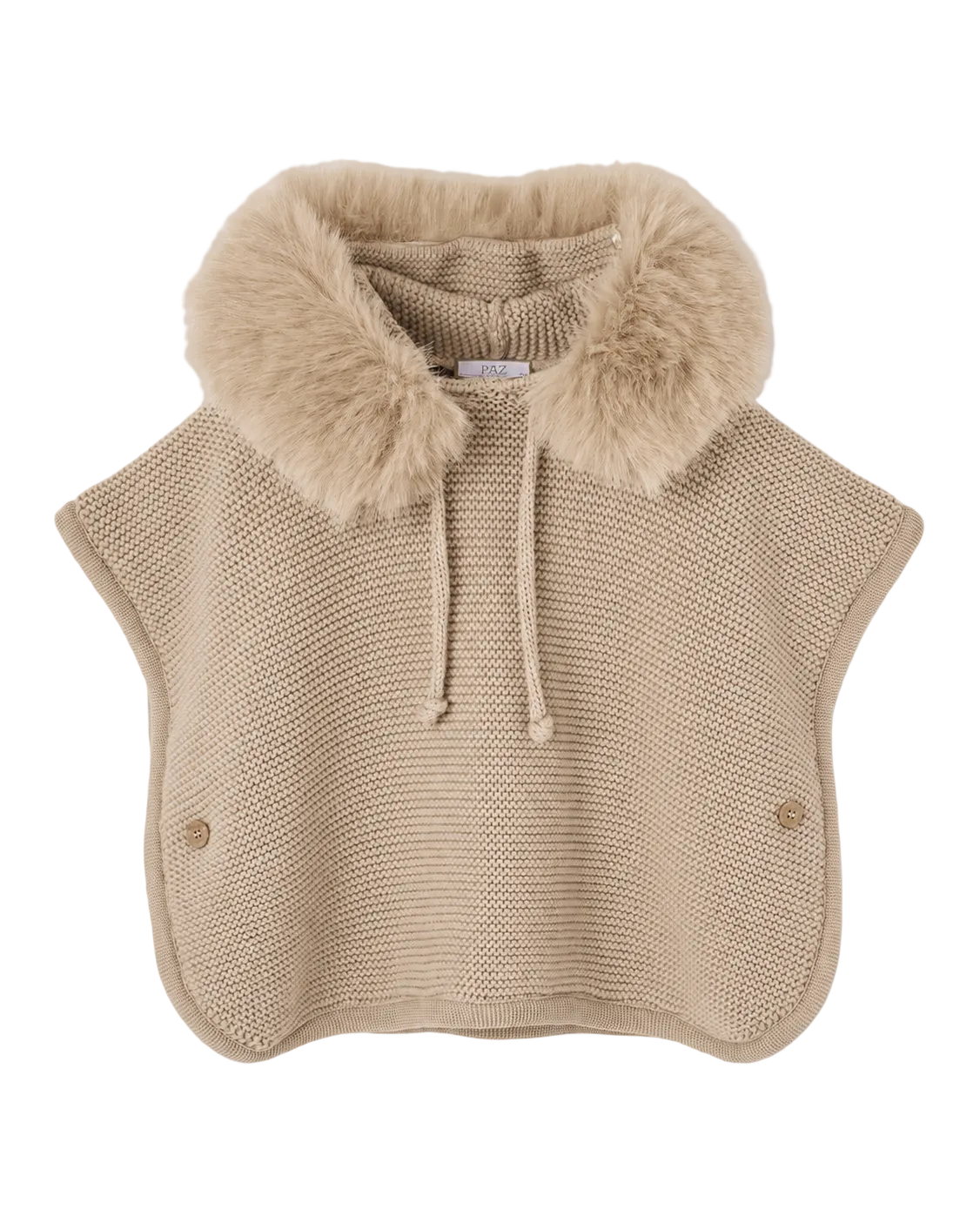 Tan Poncho with Fur Hood F26