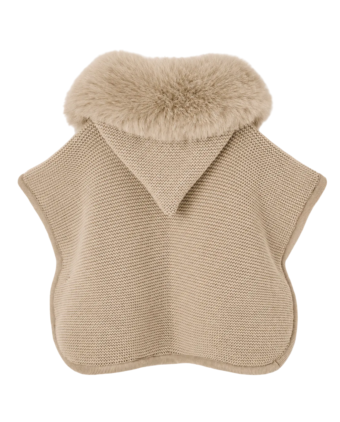 Tan Poncho with Fur Hood F26