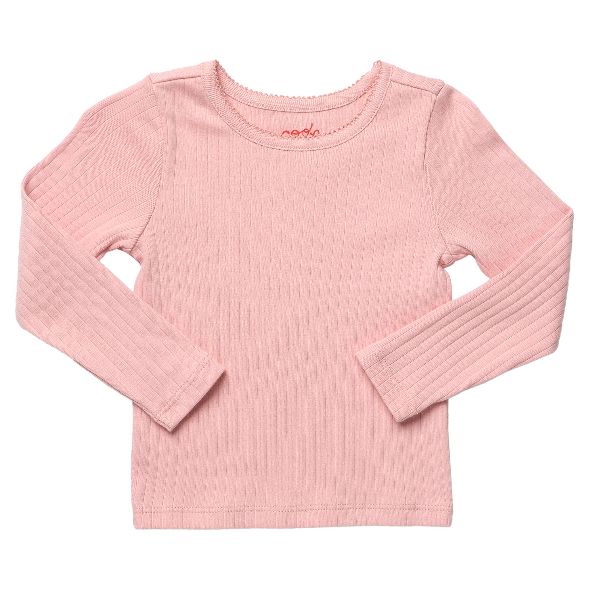 Seesaw Long Sleeve Rib T-shirt-Pink