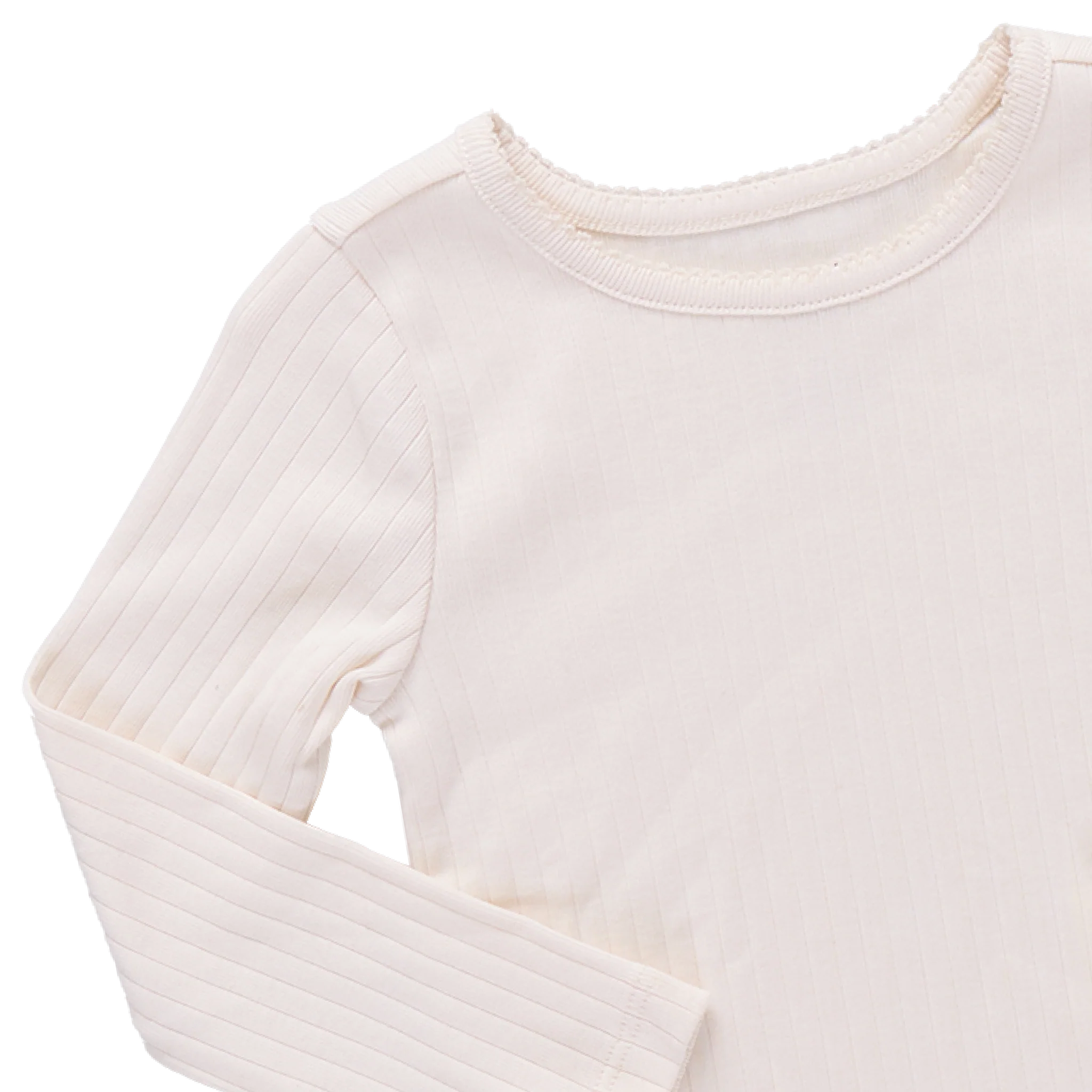Seesaw Long Sleeve Rib T-shirt-Cream