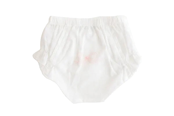 Diaper Cover White with Embroidered Pink Bow