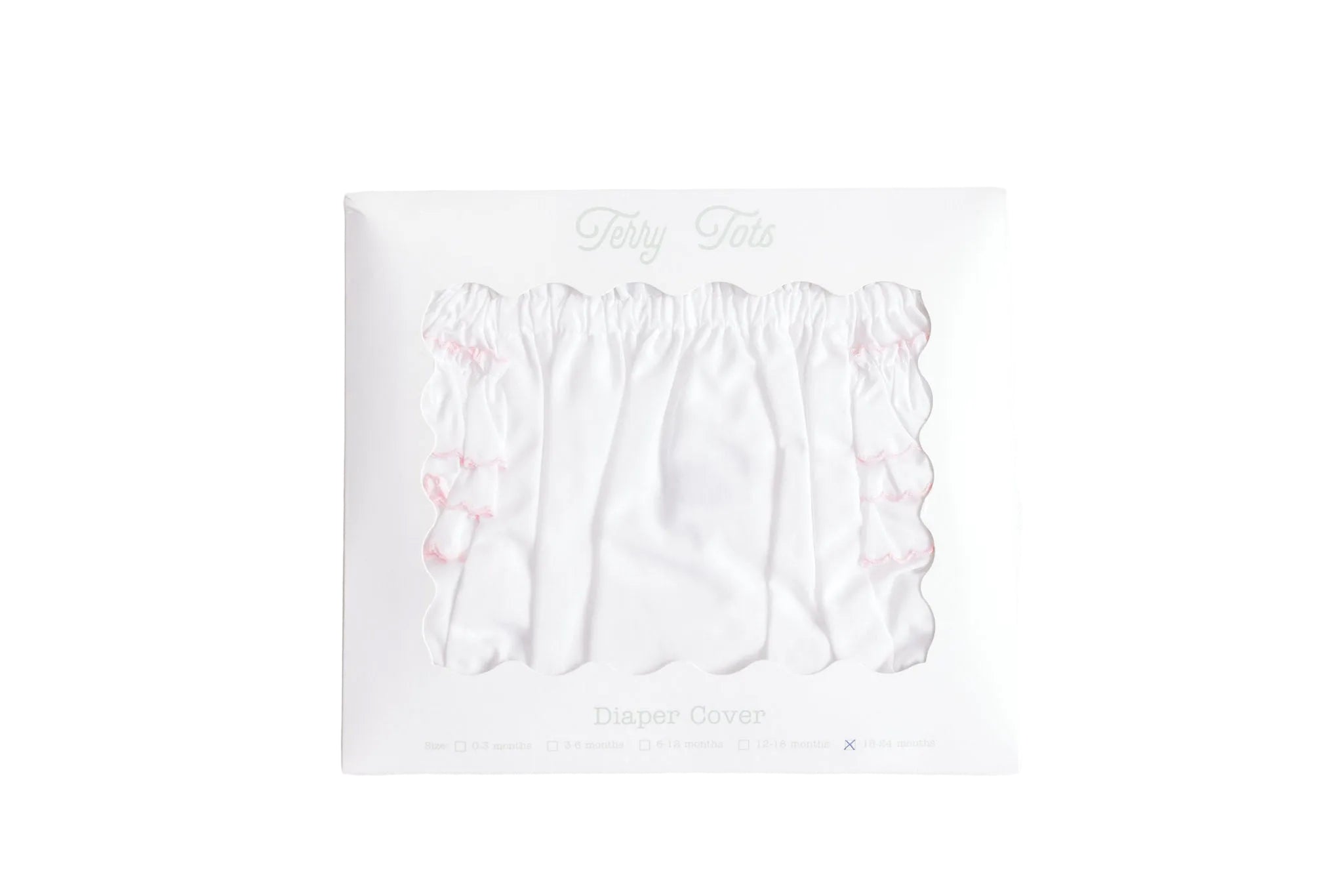 White lace bloomers with pink accents on a white background