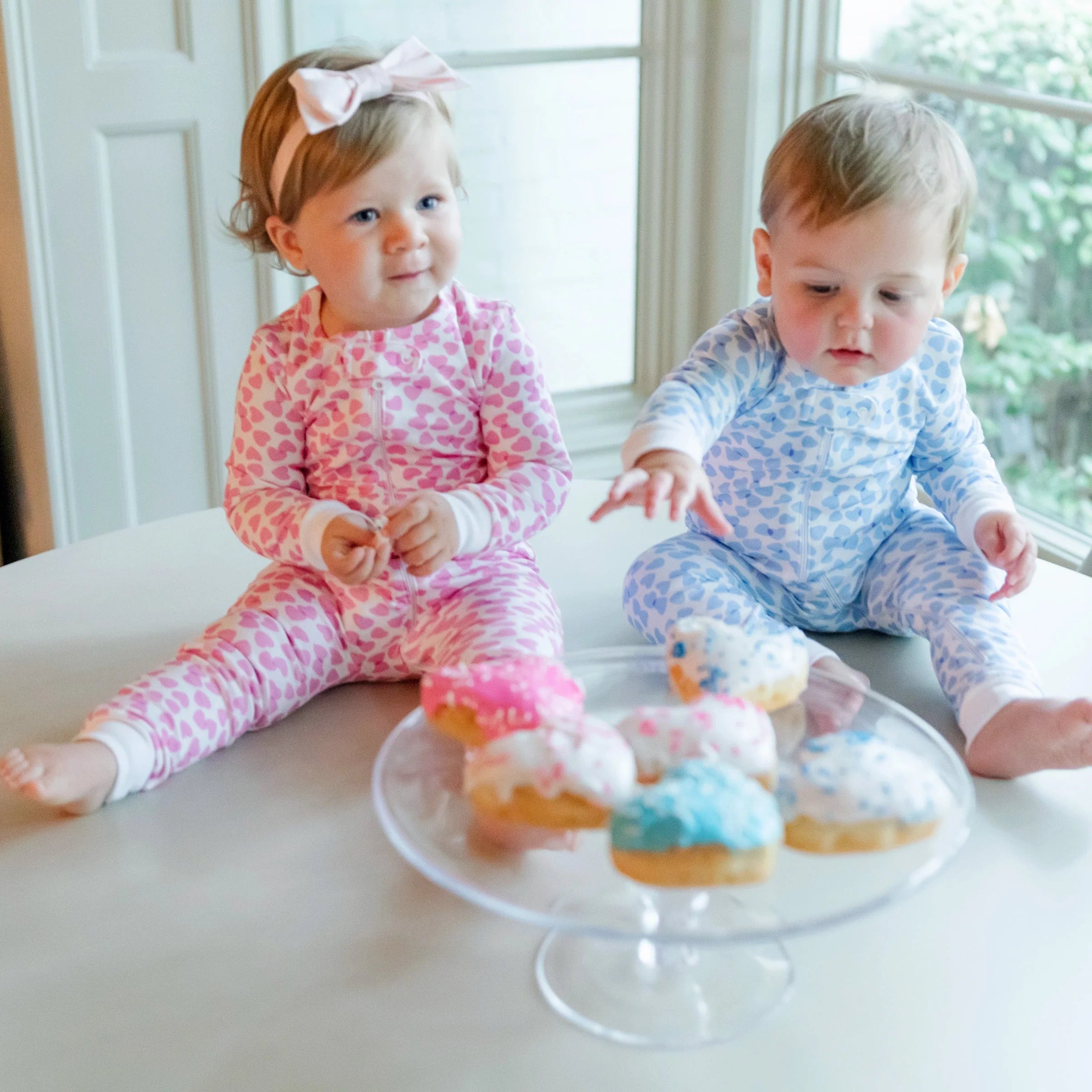 Parker Girls' Pima Cotton Zipper Pajama _Confetti Hearts Pink