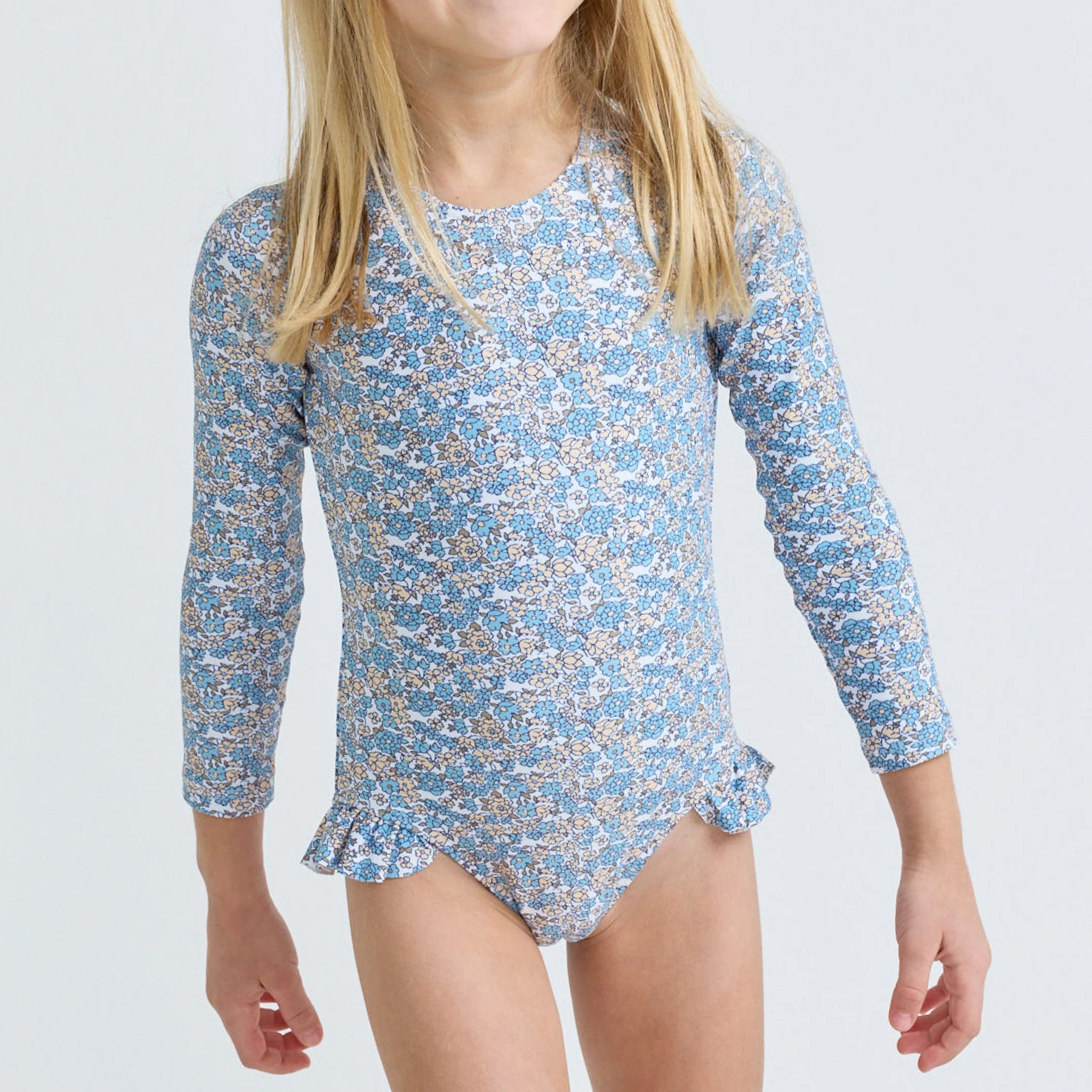Girls Original Slate Floral Rashguard One Piece
