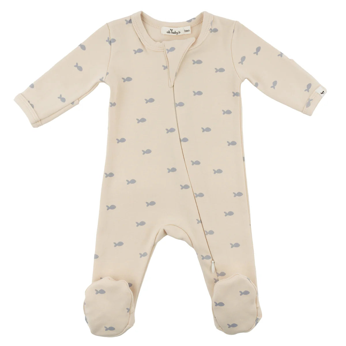 Mini Fish Print Zipper Footie