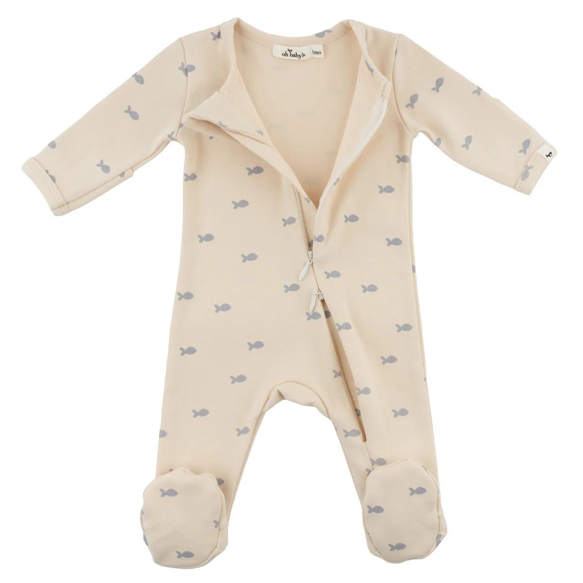 Mini Fish Print Zipper Footie