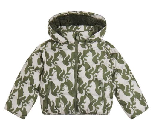 Girl Horse Print Hooded Puffer F26