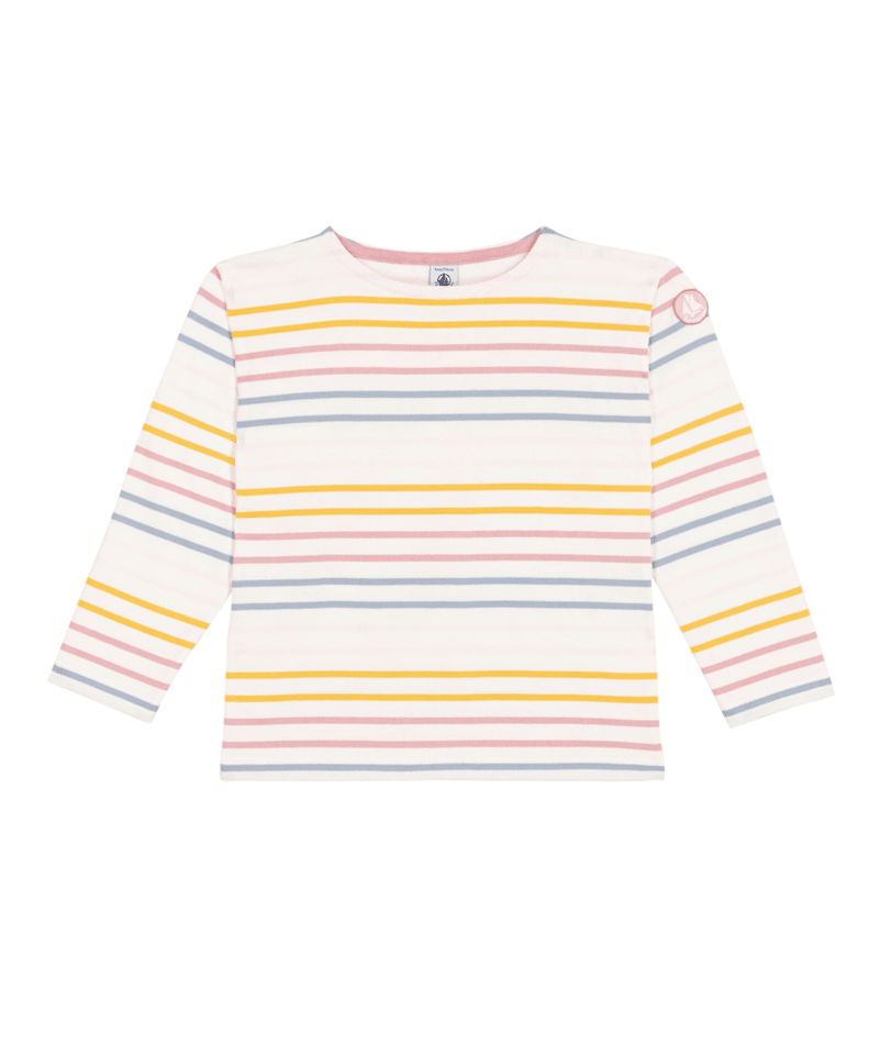 Girl LS Multi Stripe Marinere Top White Multi F26