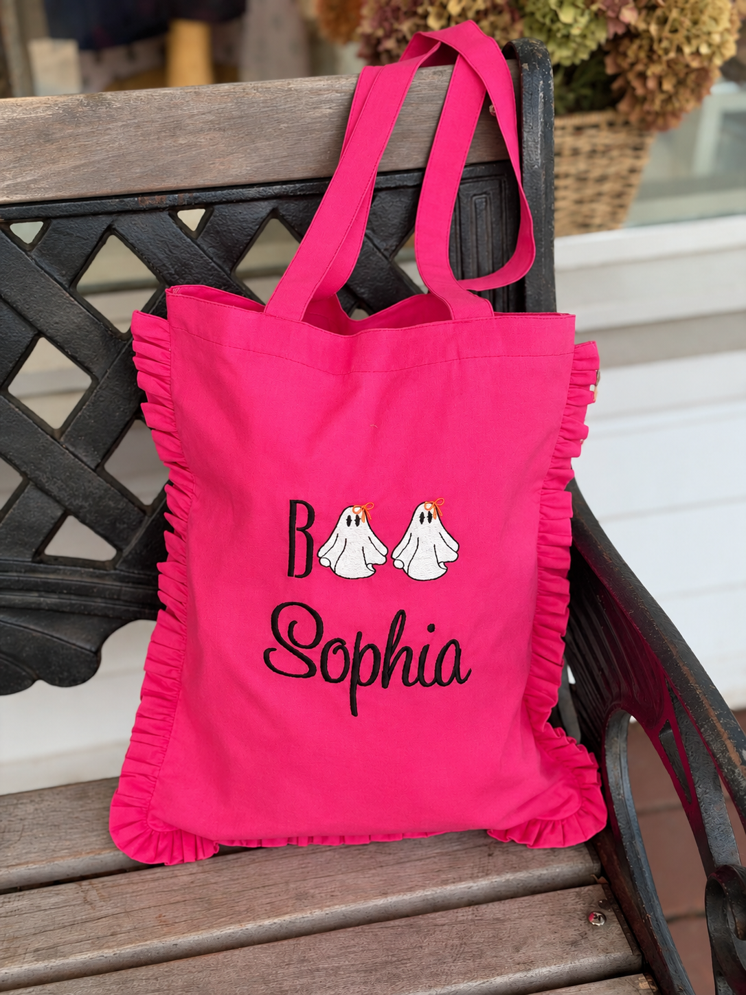 Personalized Halloween Boo Bag in Hot Pink