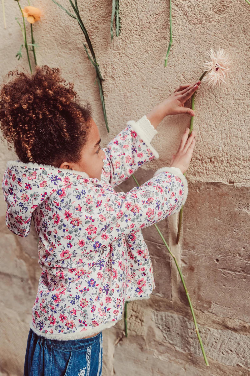 Felvet Reversible Coat in Cream Wild Flowers