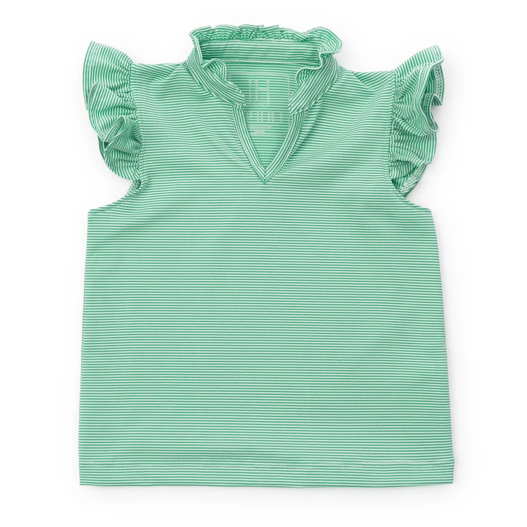 Ellie Girls Sleeveless Performance Top Green Stripe