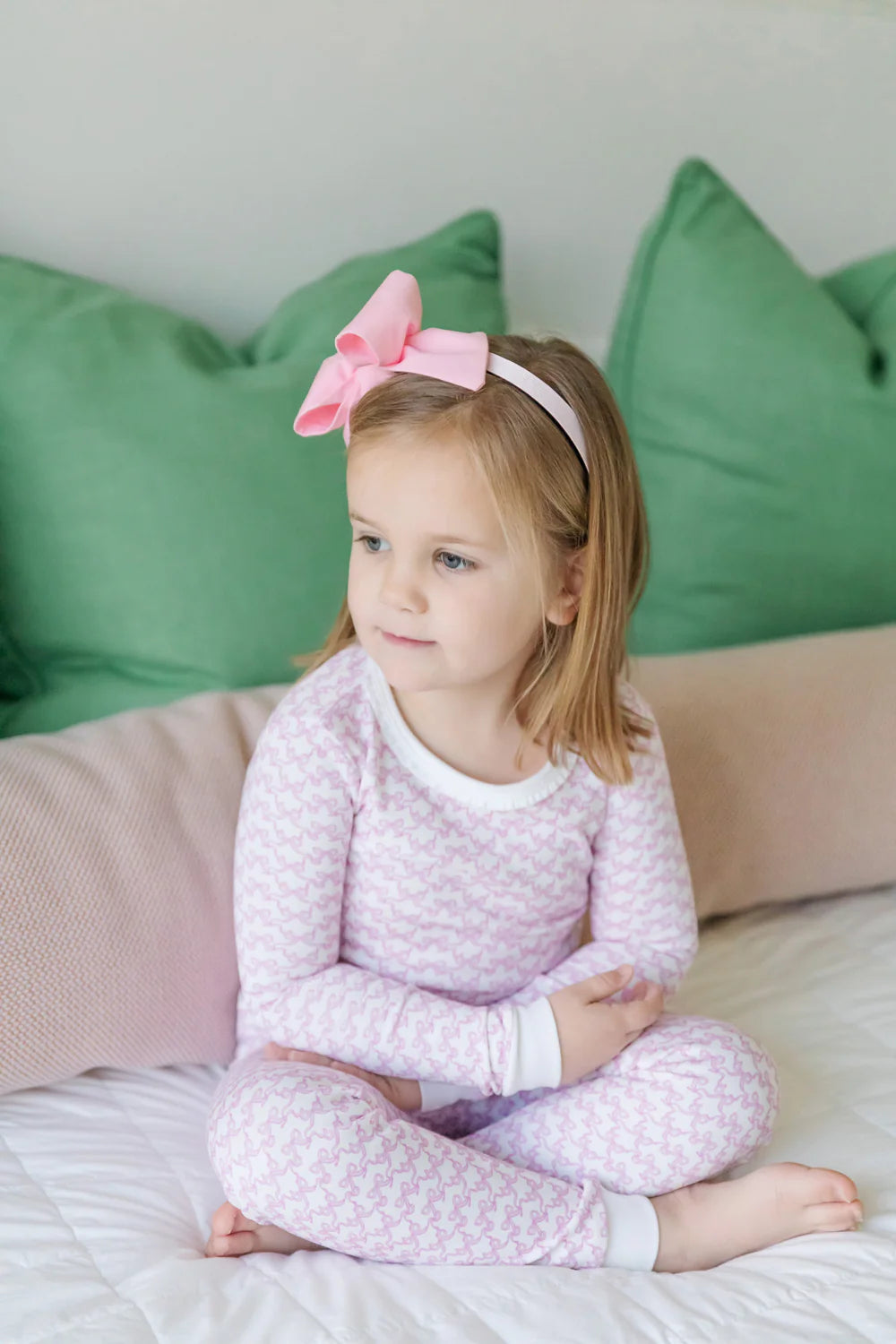 Ava Girls Pajama Pant Set-Pretty Pink Bows