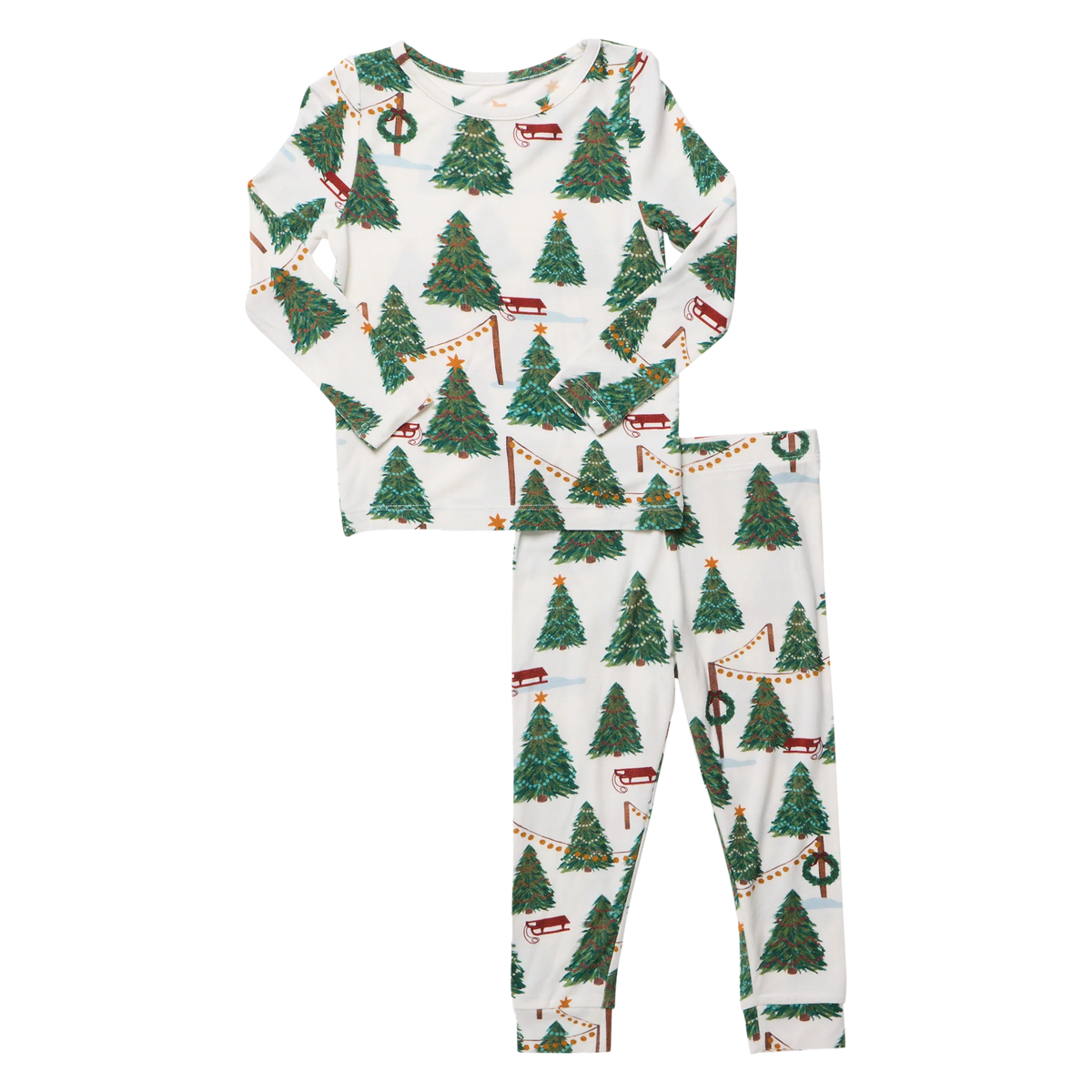 Kids Bamboo PJ Set- Christmas Tree Farm W26