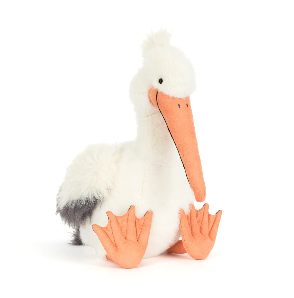 Keli Pelican SS26 plush toy by JellyCat, showcasing her lovable design and vibrant colors.
