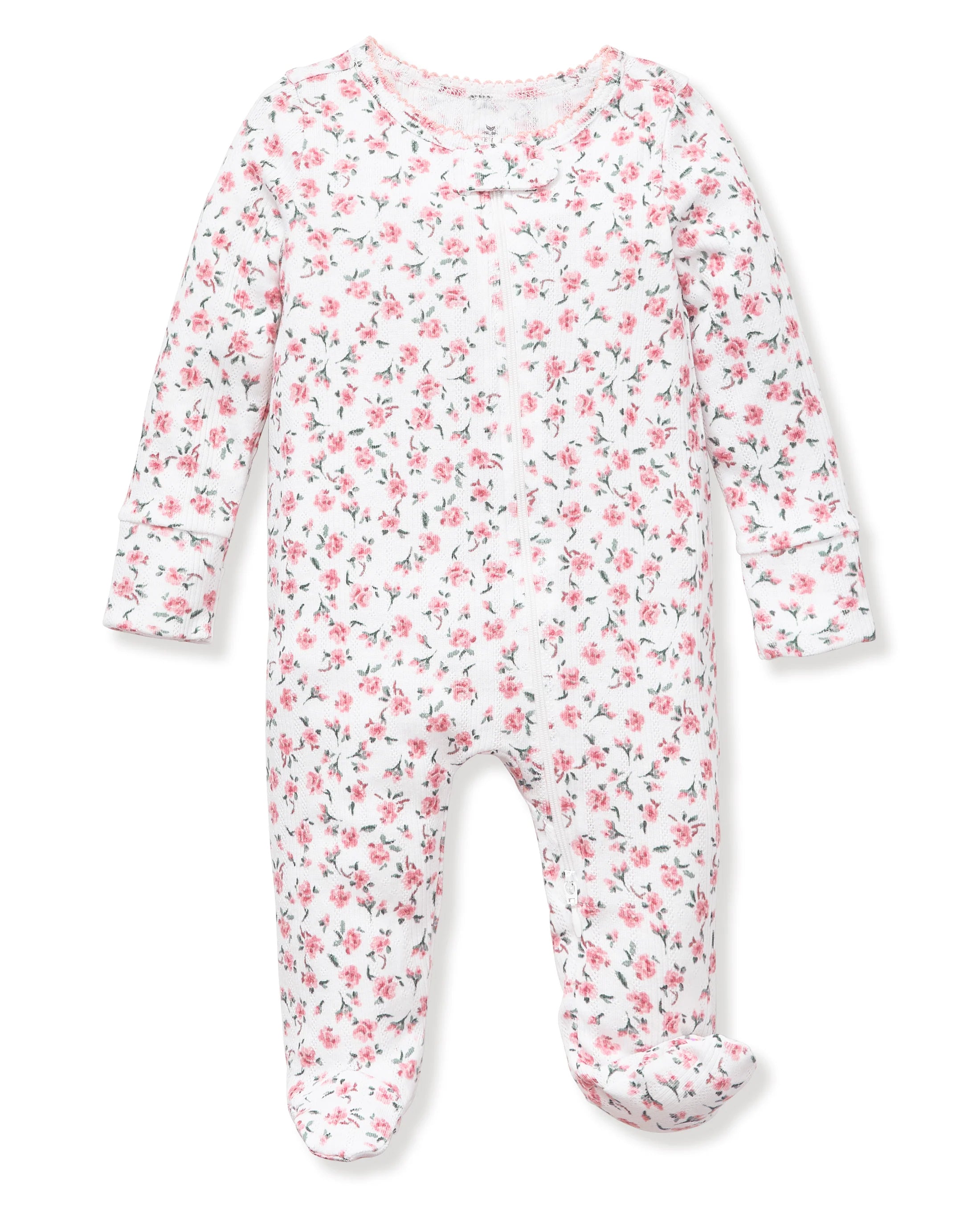 Baby's Pointelle Footie Romper- Pink Floral SS26