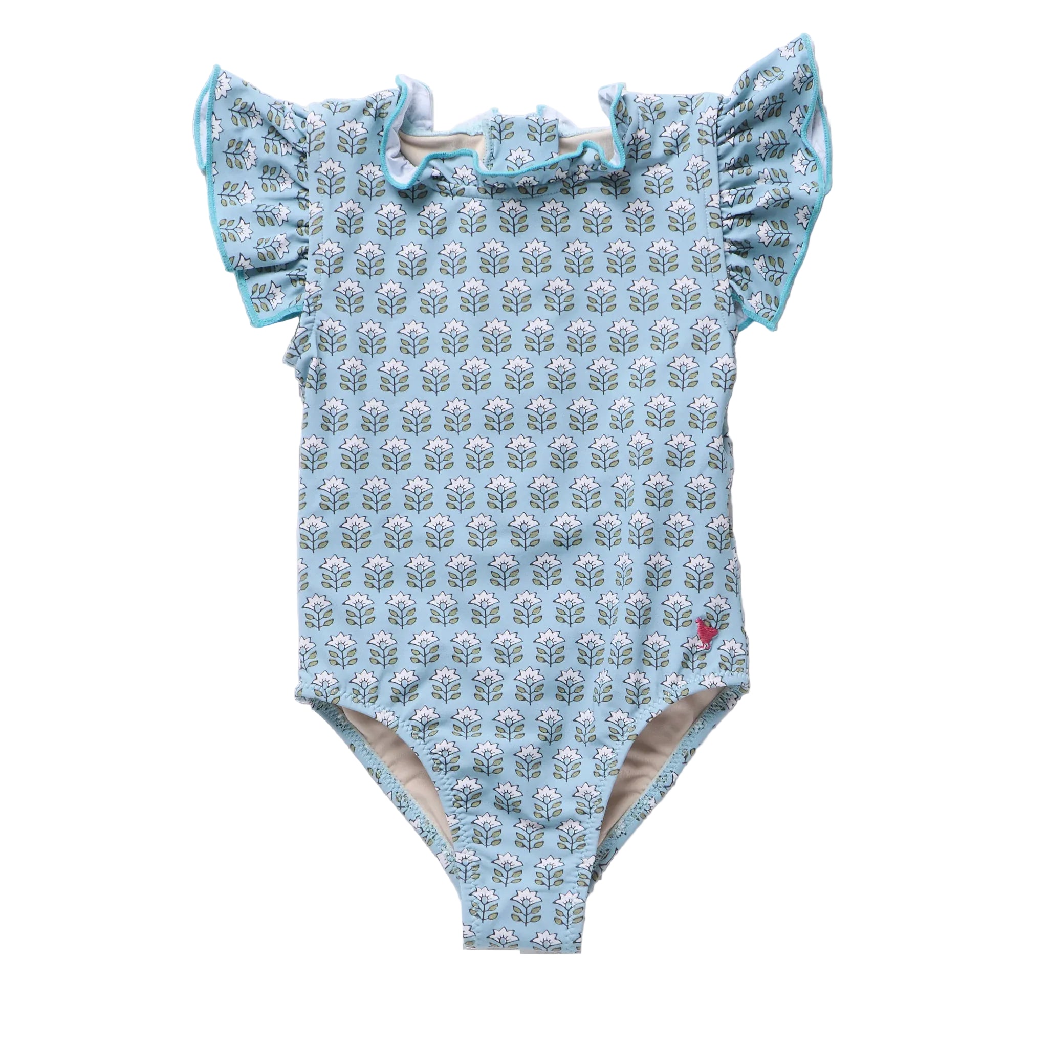 Girls Jennifer Suit Blue Prairie Block Print