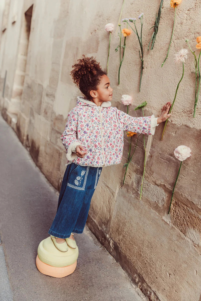 Felvet Reversible Coat in Cream Wild Flowers