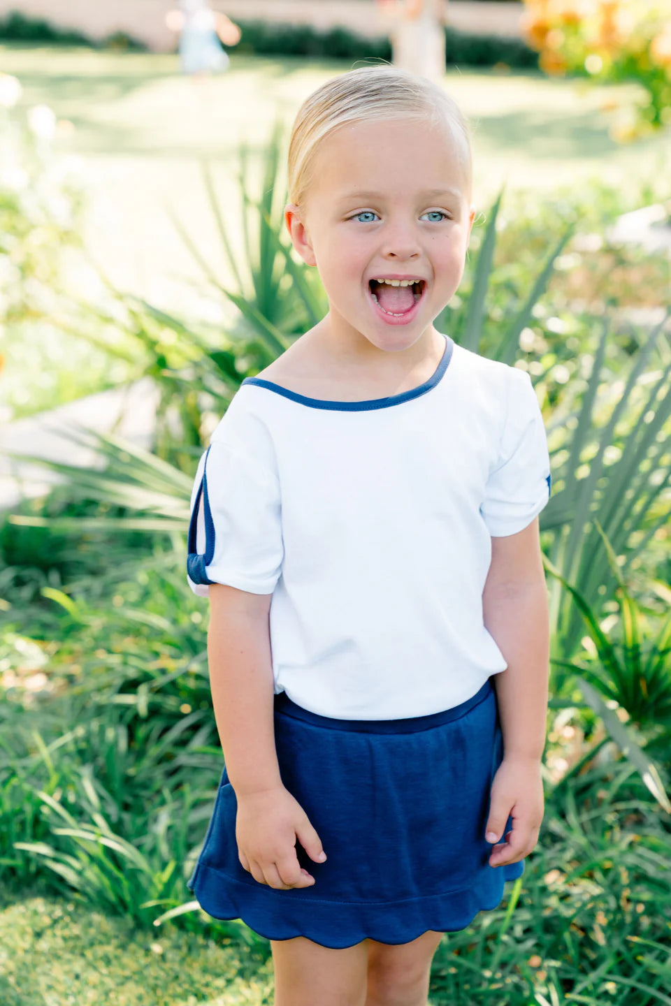 Navy Scalloped Skort F26