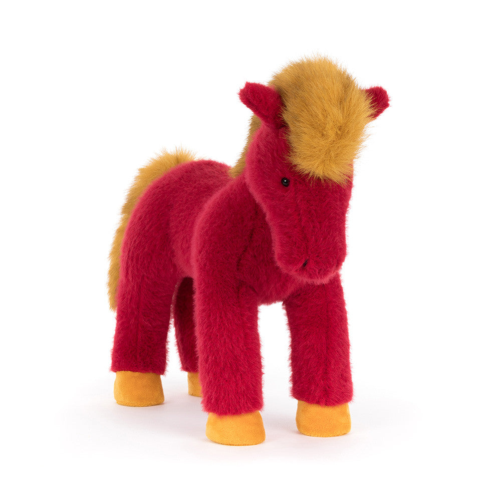 Cute Festival Horse by JellyCat, designed for cuddling with a cozy blend of polyester fiber and PE bean filling.