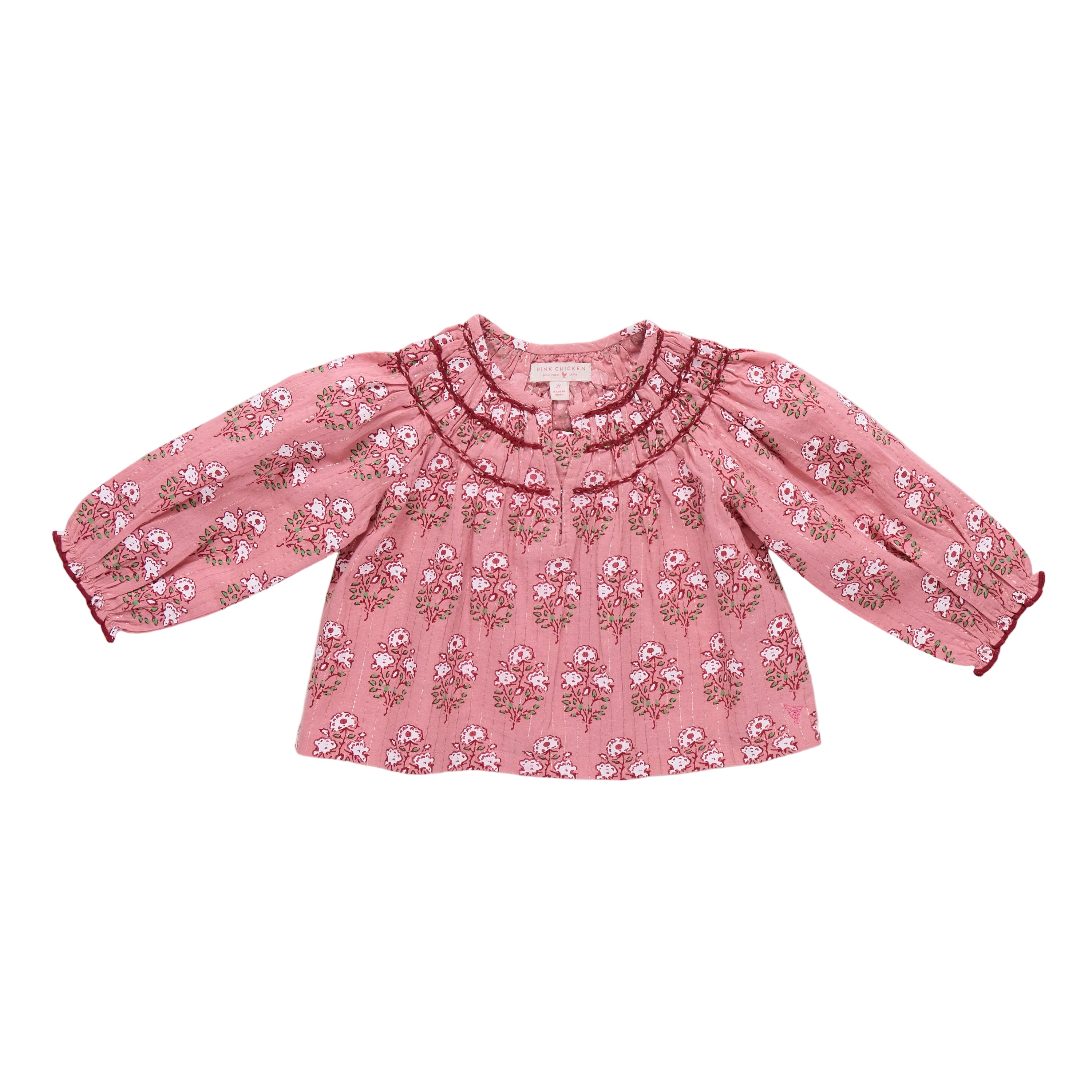 Girls Ava Top Pink Strawflower