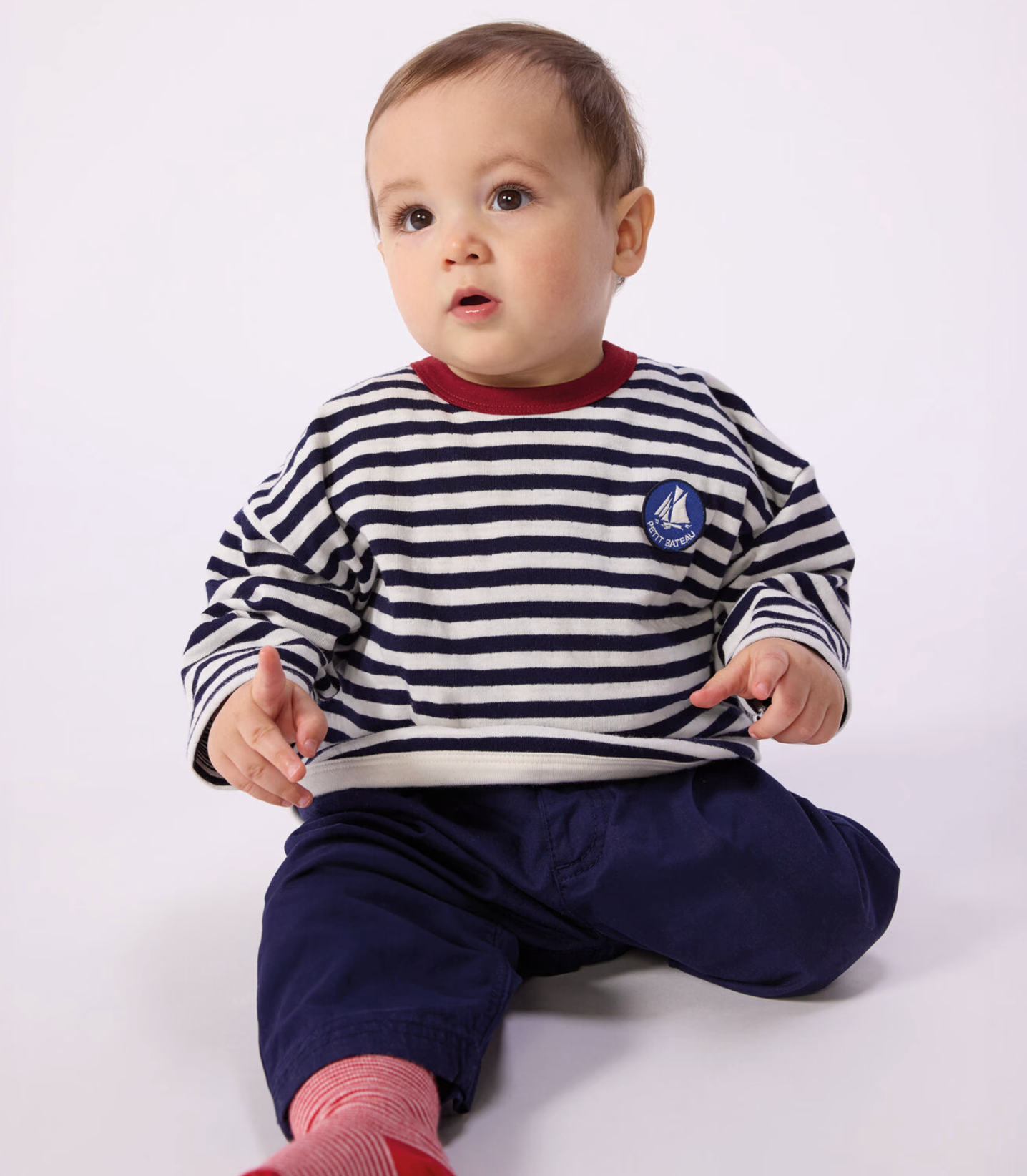 Baby Boy LA Stripe Tee with Boat logo