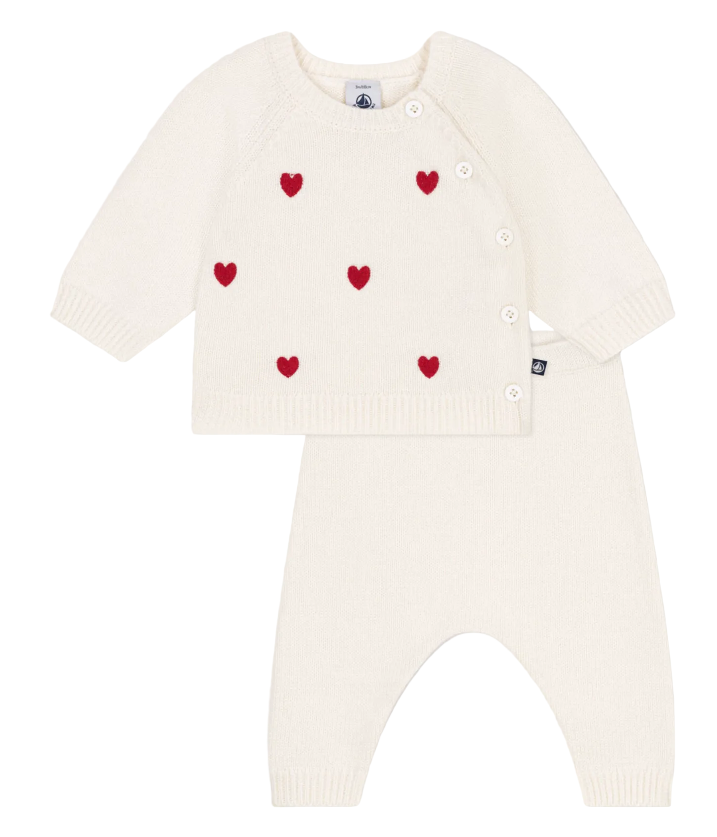 Baby Girl 2pc Knit Set Sweater with Hearts and Pants