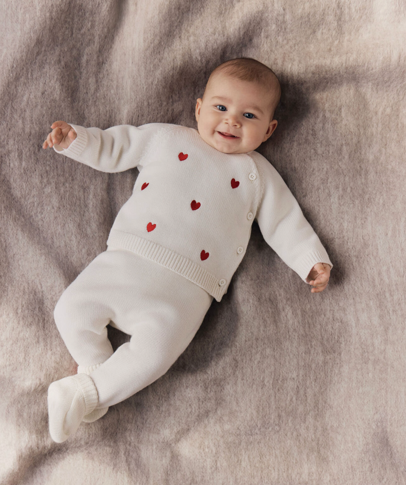 Baby Girl 2pc Knit Set Sweater with Hearts and Pants