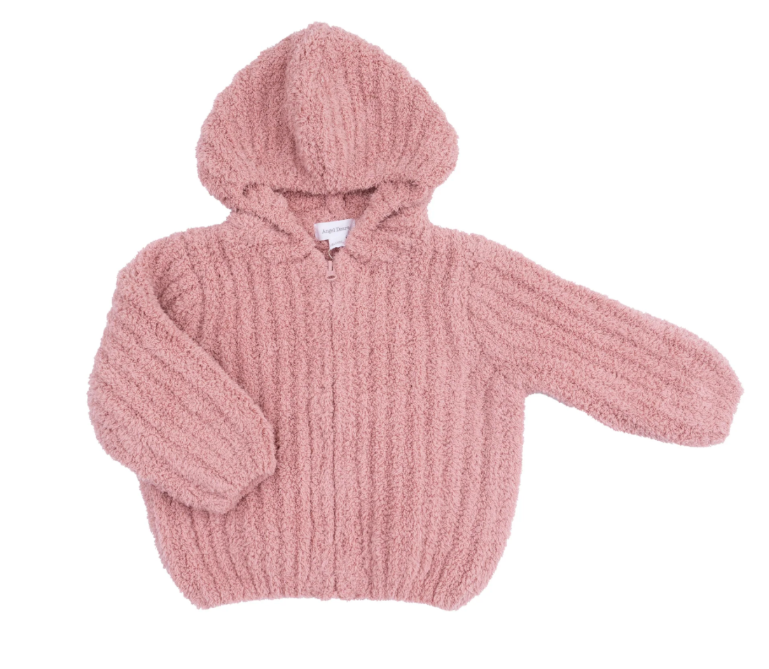 Rose Hooded Jacket with Striped Texture