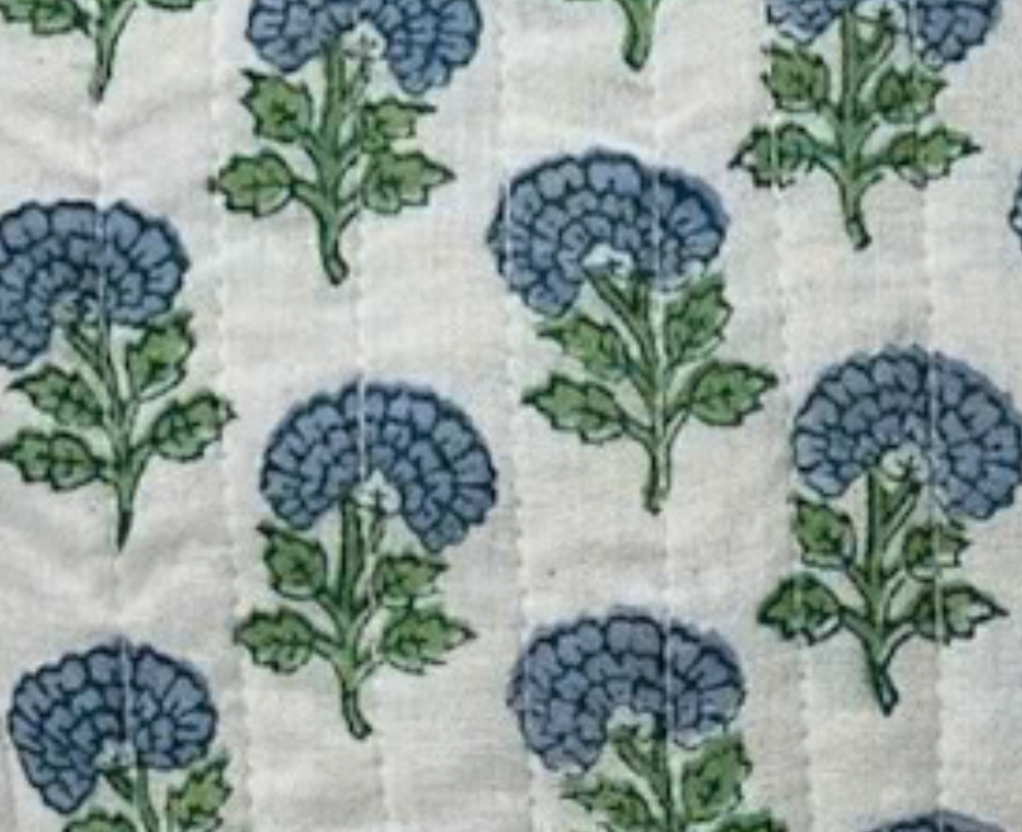 LA PLAGE RUFFLE POUCH AQUA FLORAL BLOCK PRINT