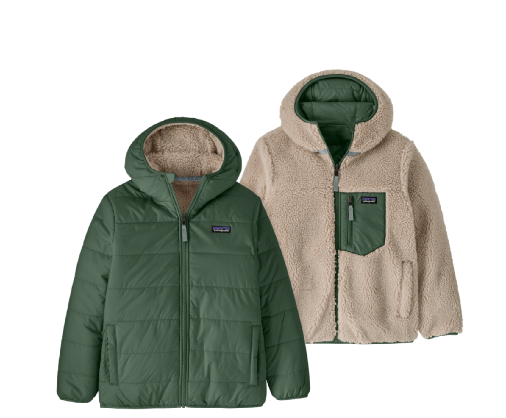 Kids Reversible Ready Freddy Hoody - Canopy Green F26