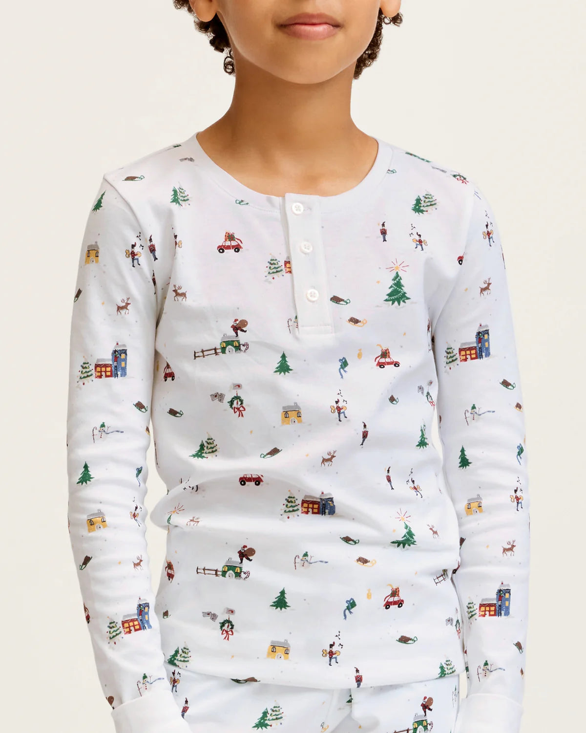 Kids Pima Snug Fit Pajama Set in Holiday Town