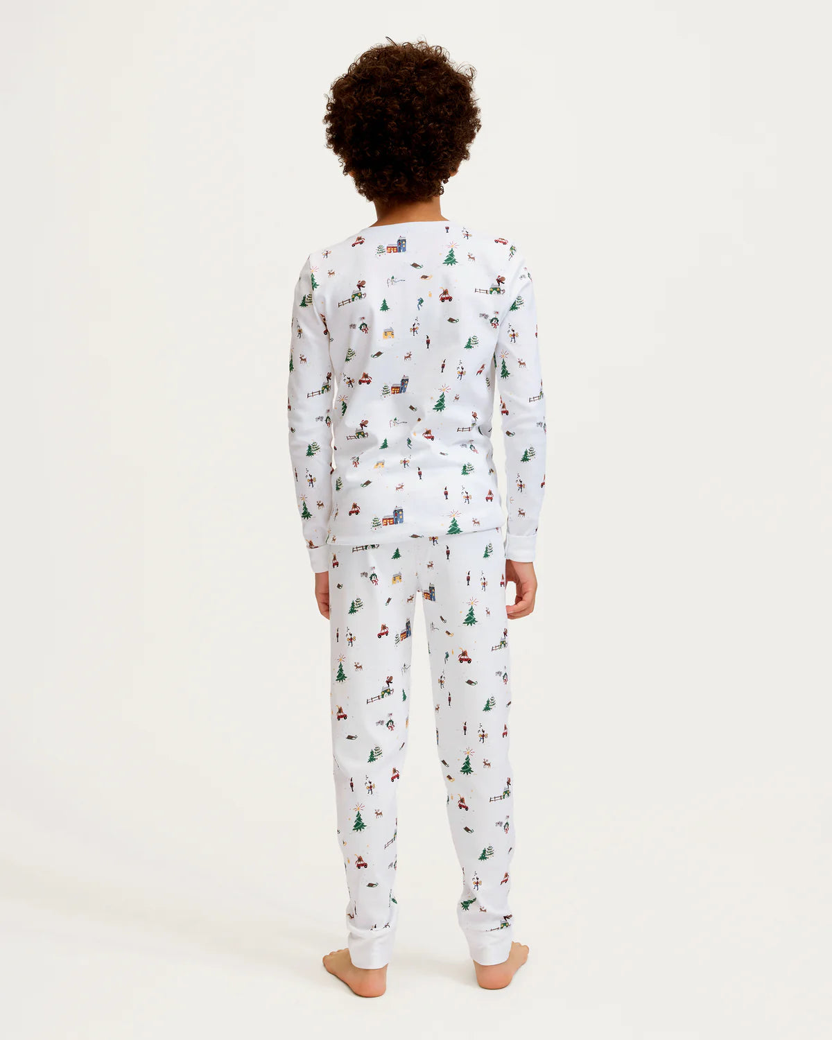 Kids Pima Snug Fit Pajama Set in Holiday Town