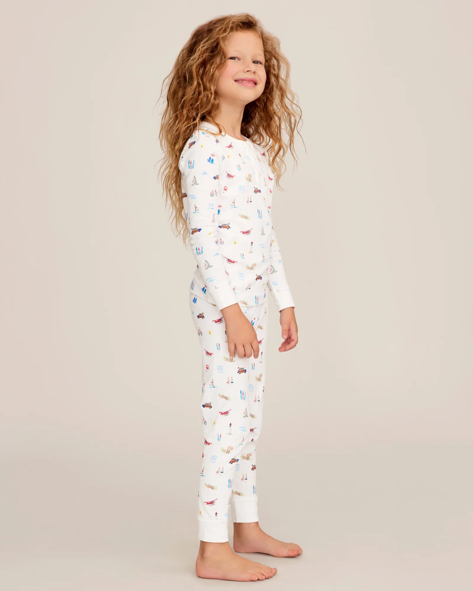 Kid's Pima Snug Fit Pajama Set in Summer Nostalgia