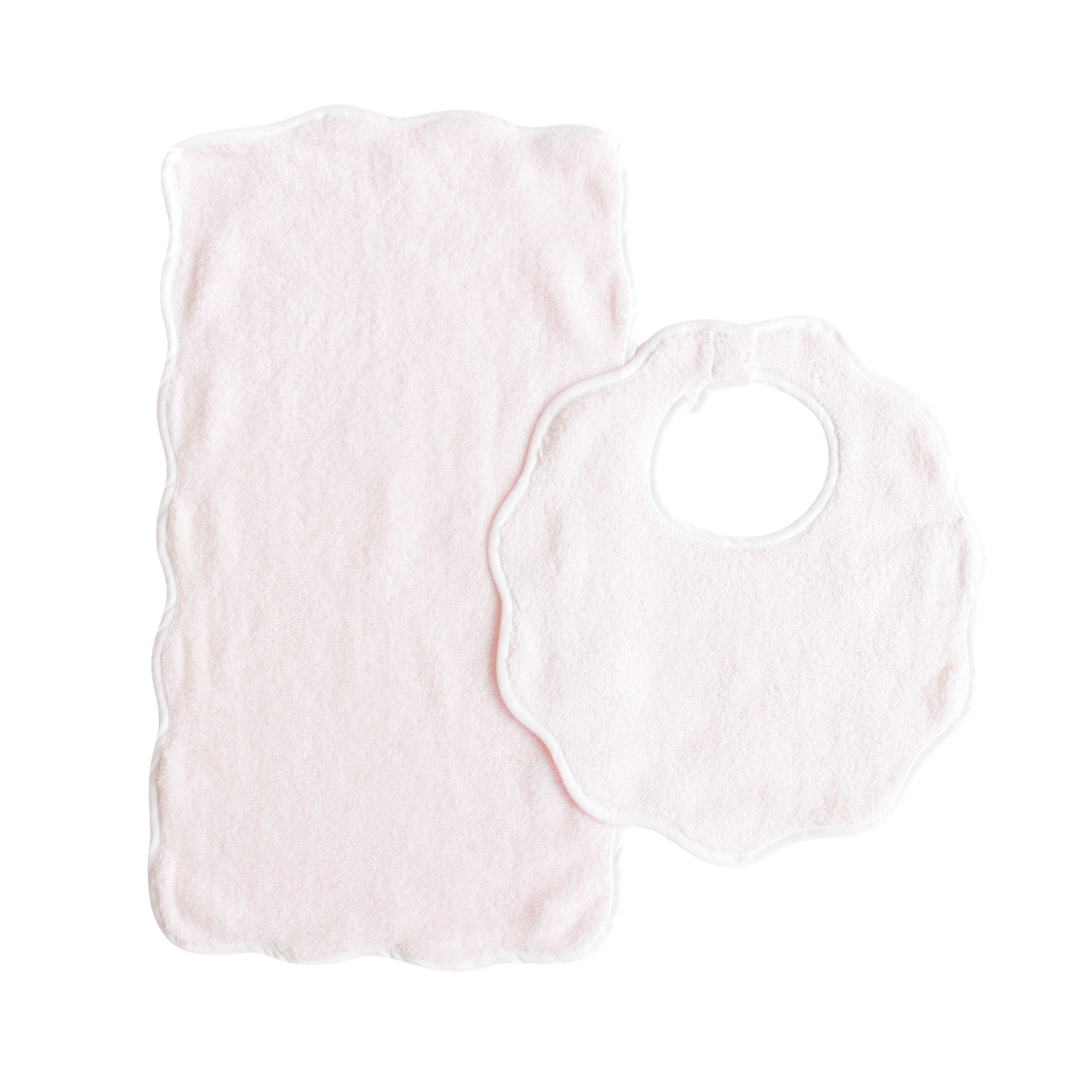 Bib and Burp Set -Pink Terry
