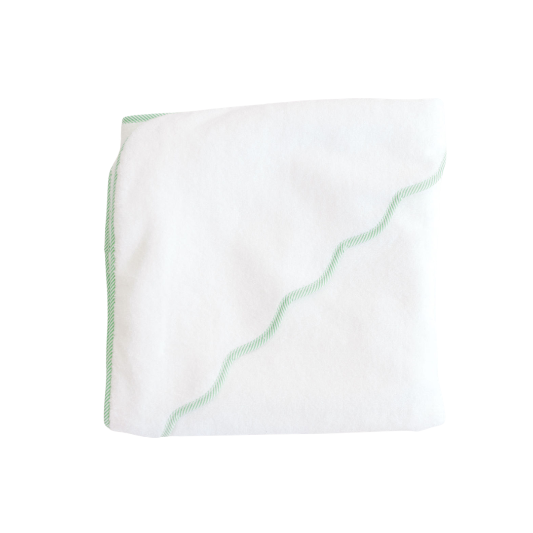 Hooded Towel – Green Stripe Scallop Edge