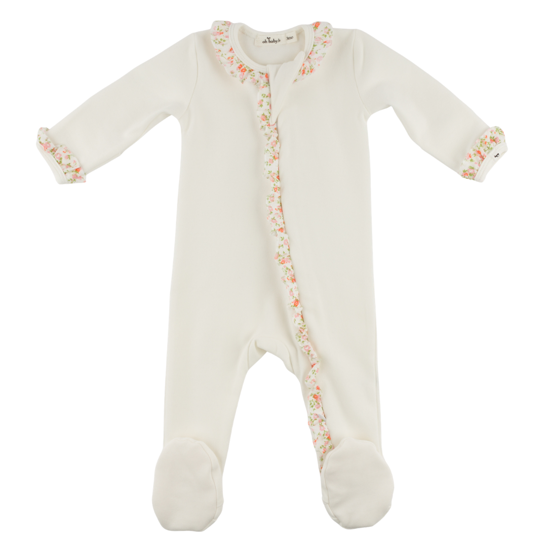 Poppy Sprig Blush Ruffle Footie