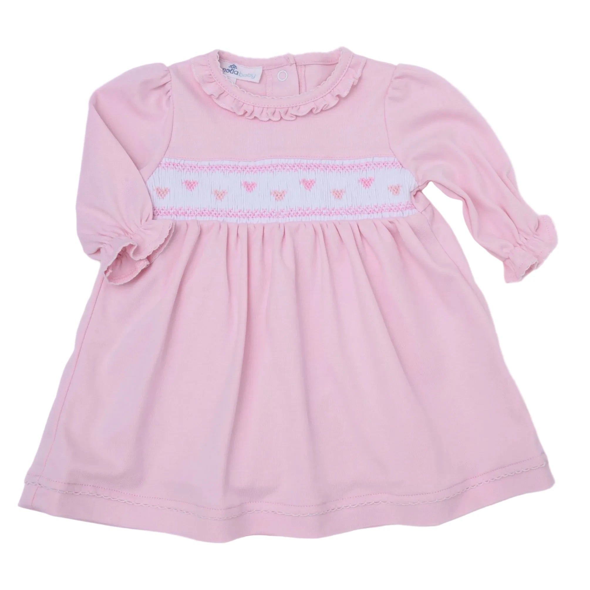 white christmas dresses Valentine's Classics Smocked L/S Dress Set- Pink 12 Months