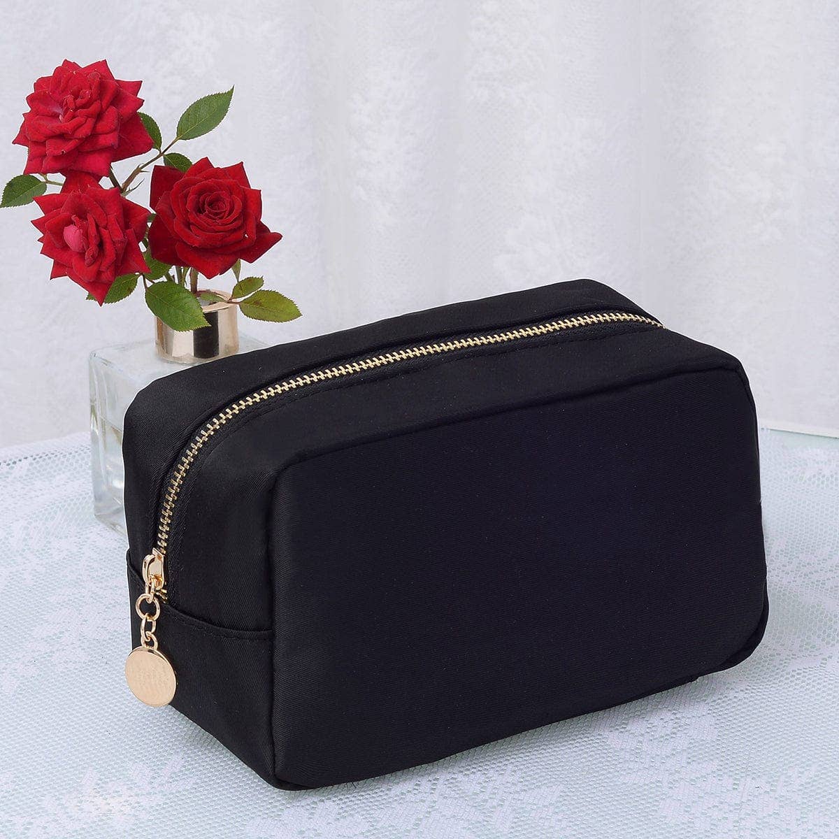 HM1012 Emma Round Zippered Nylon Cosmetic Pouch Bag