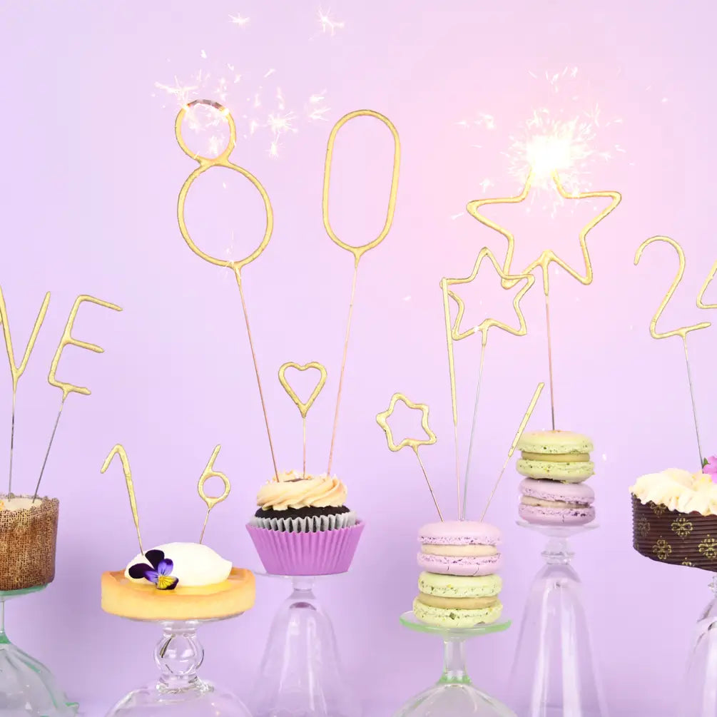 Mini 4" Gold Number Sparkler Wand Card