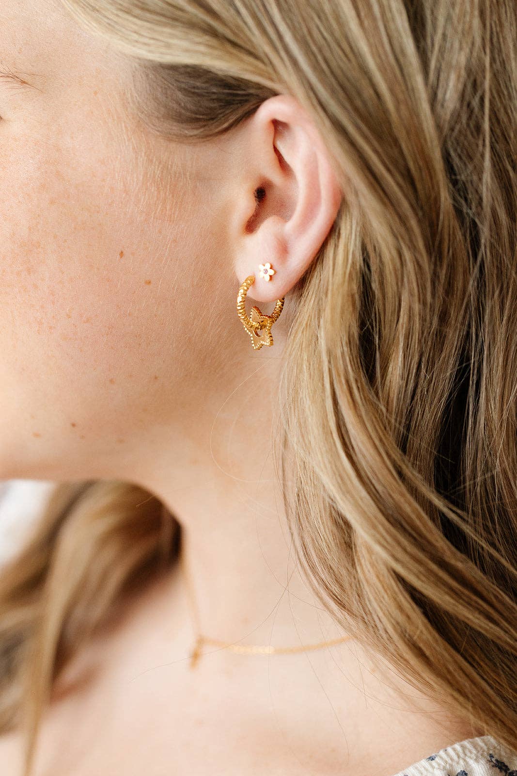 Gold Star Braided Hoop Earrings