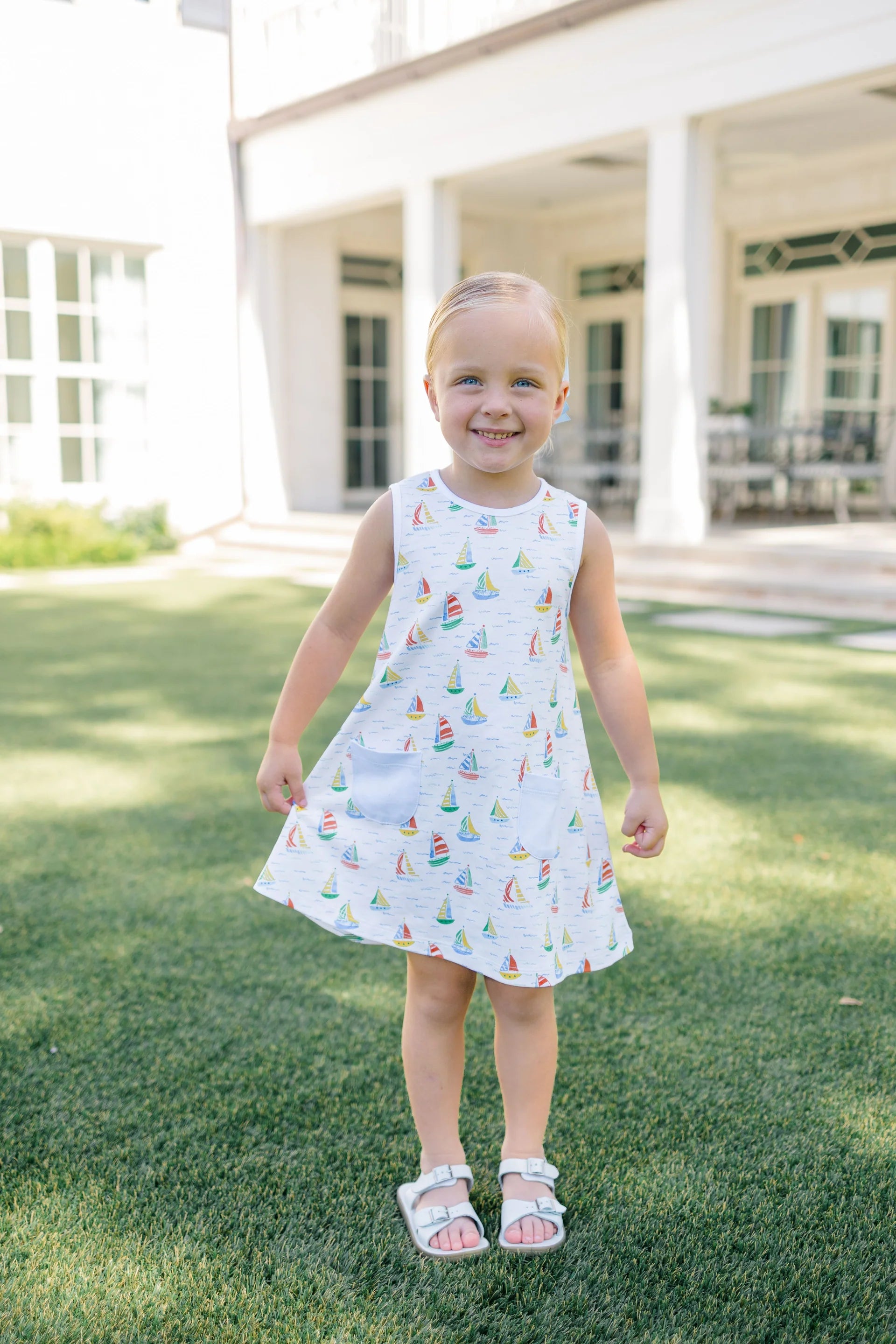 Sleeveless Dress in Yacht Print