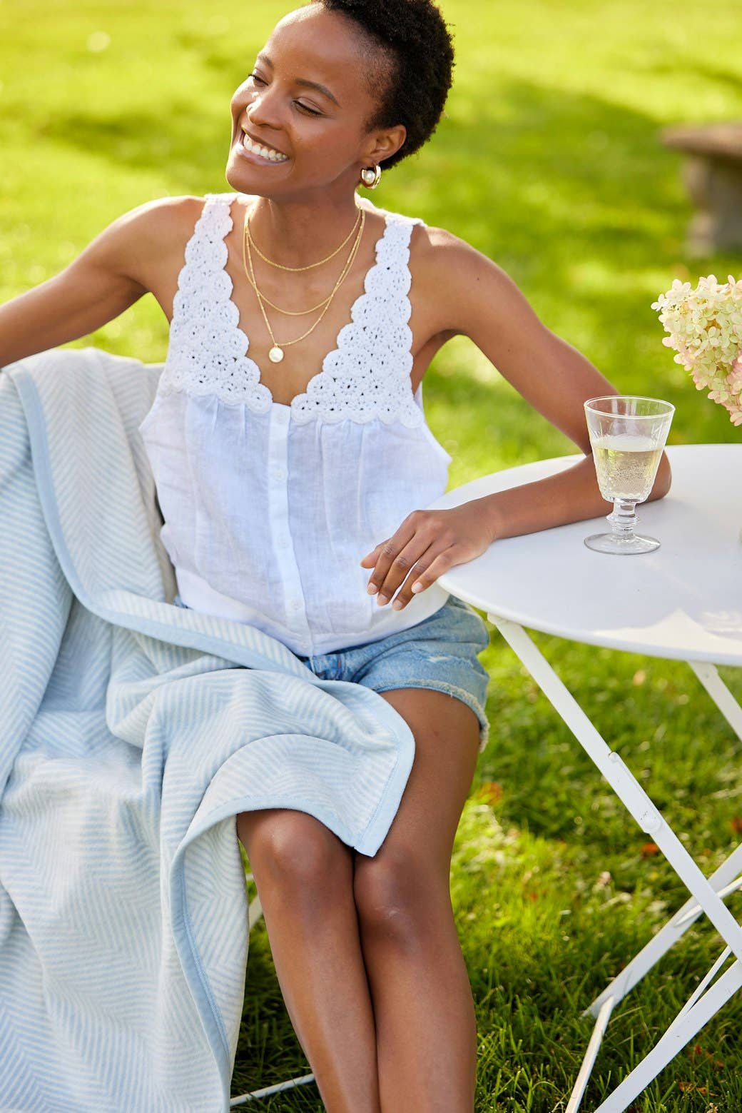 Midi Harborview Herringbone Sky Blanket