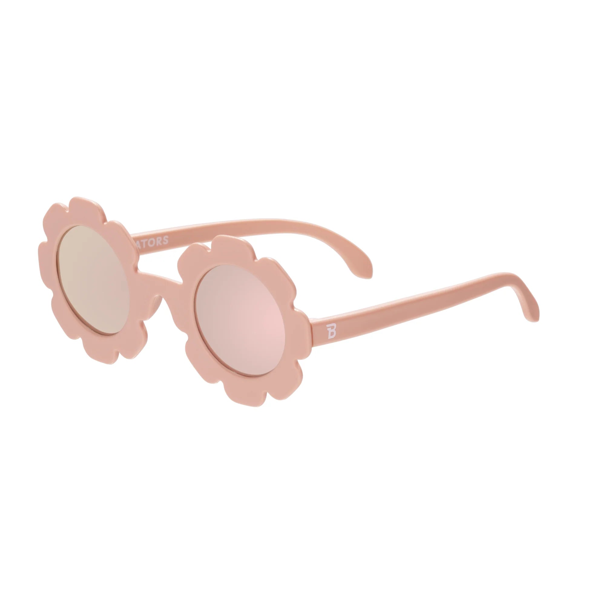 Peach Keen Polarized Flower Sunglasses with Mirrored Lens